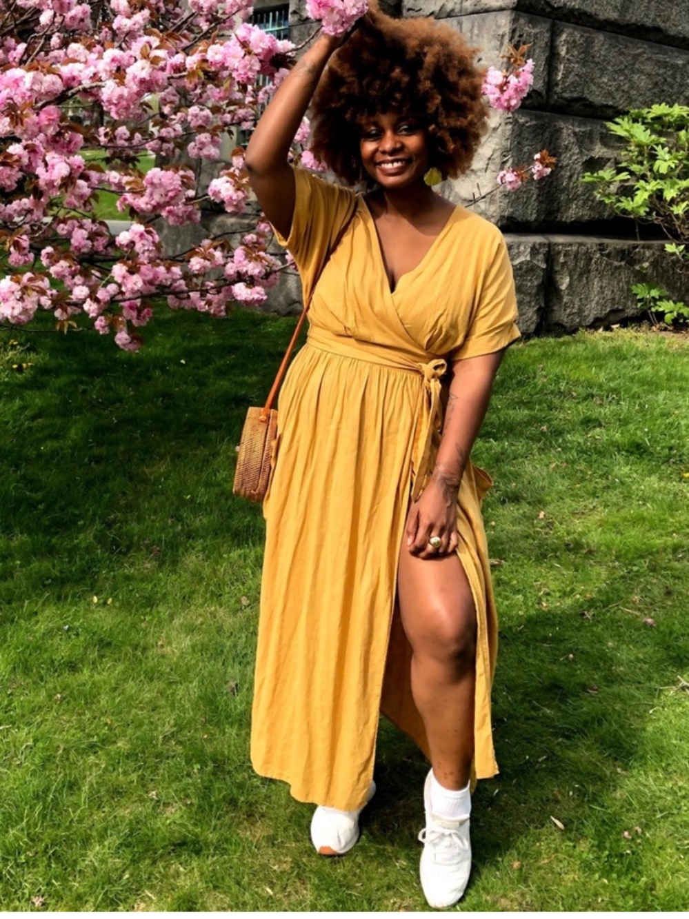 Urban Outfitters Honey-Colored Maxi Wrap Dress